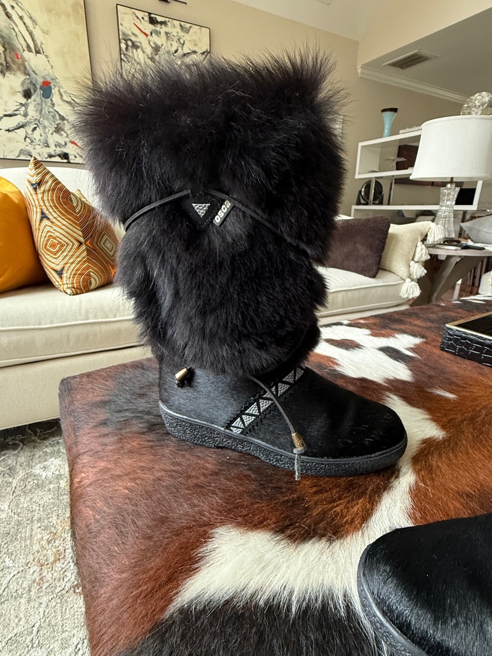 OSCAR CRISTINA SPORT ITALIAN Fur Winter Boots SZ 39 - Picture 3 of 14